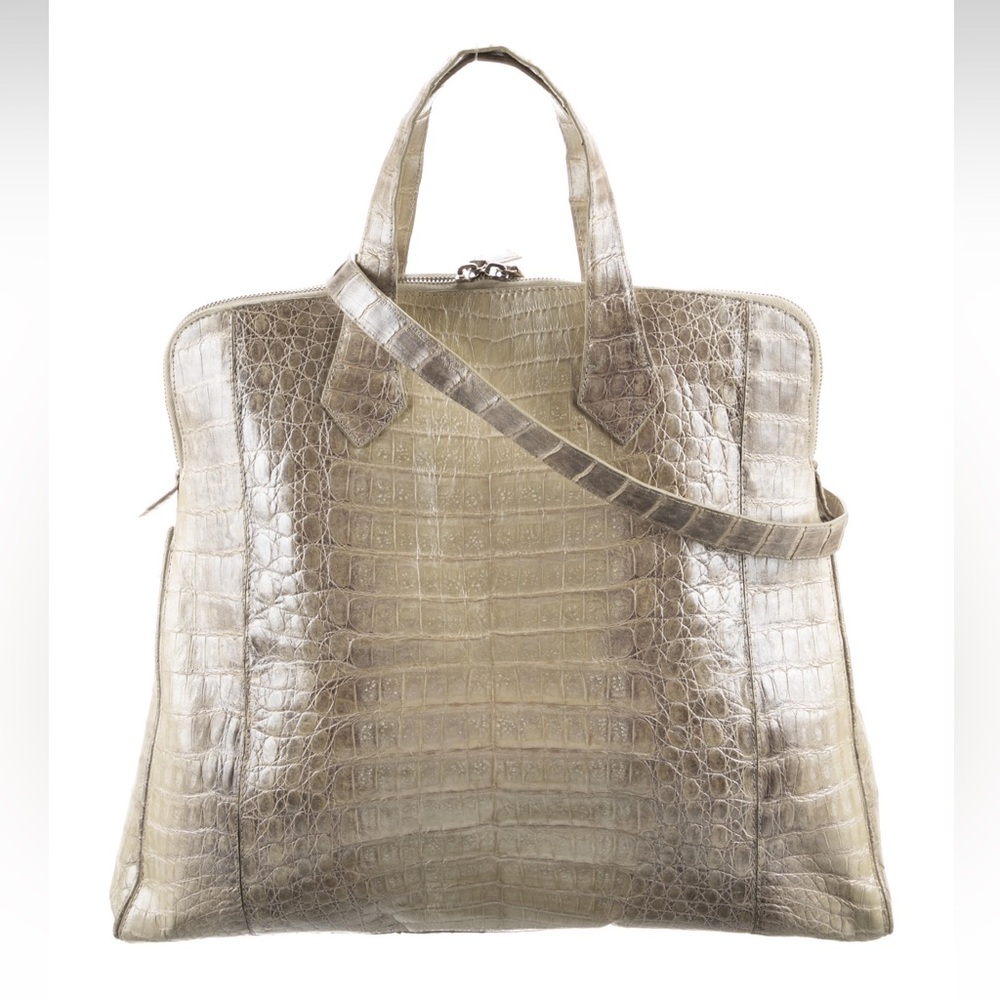 Nancy Gonzalez crocodile Pearl finished brown tan large tote FINAL MARKDOWN
#420